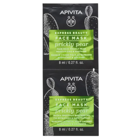 Apivita express beauty mascarilla facial hidratante y calmante higo chumbo 2 x 8 ml