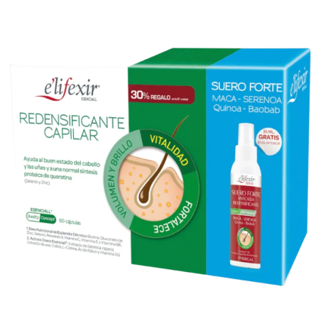 E´lifexir esenciall redensificante capilar + suero forte 2 envases 30 capsulas + 35 ml pack ahorro