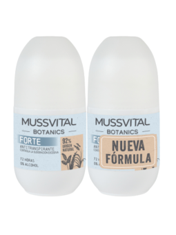 Mussvital botanics duplo desodorante roll-on forte 75 ml 2ª unidad 50%