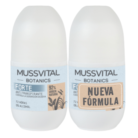 Mussvital botanics duplo desodorante roll-on forte 75 ml 2ª unidad 50%