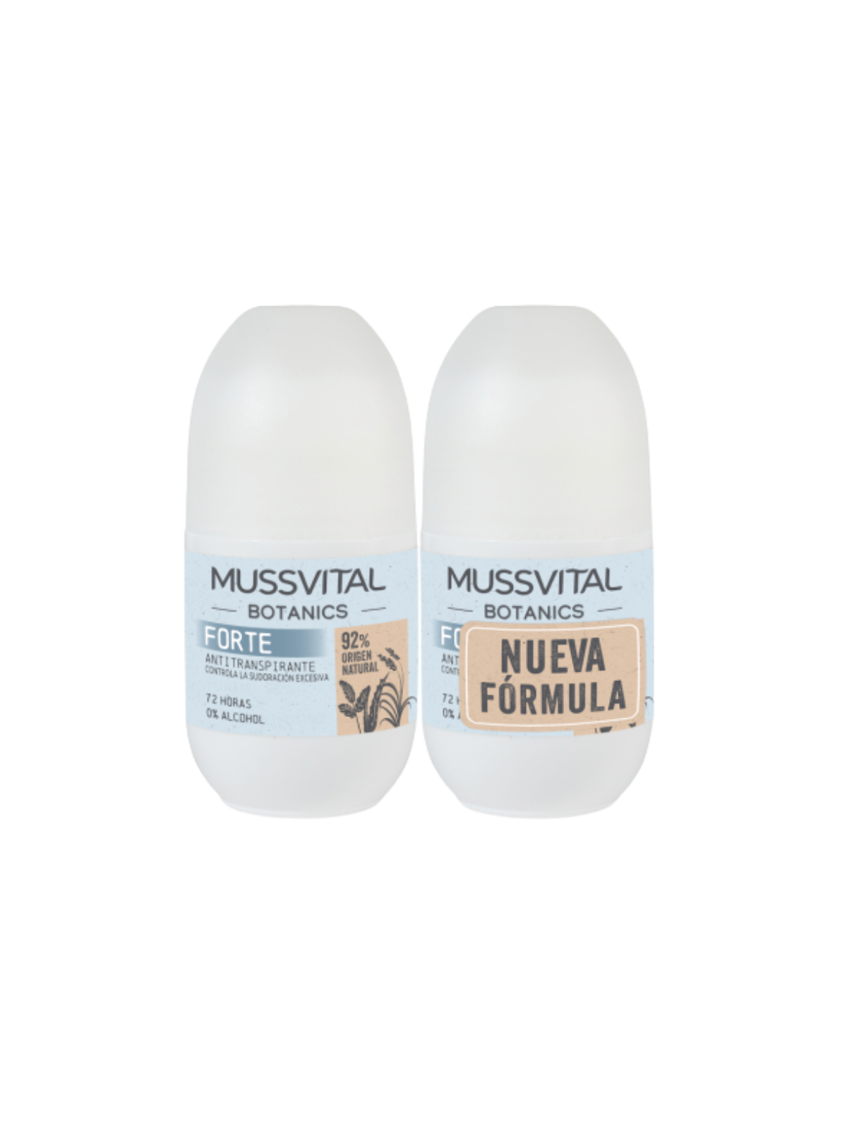 Mussvital botanics duplo desodorante roll-on forte 75 ml 2ª unidad 50%
