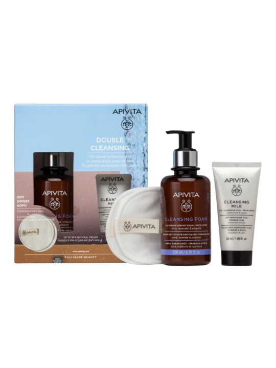 Apivita espuma limpiadora 200 ml + leche limpiadora 50 ml