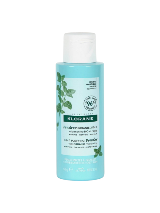 Klorane polvo purificante 3 en 1 a la menta bio y arcilla