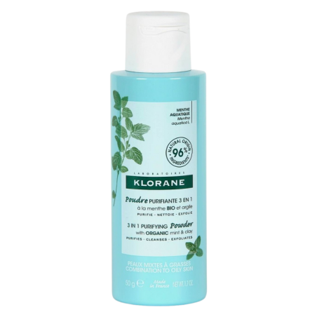 Klorane polvo purificante 3 en 1 a la menta bio y arcilla