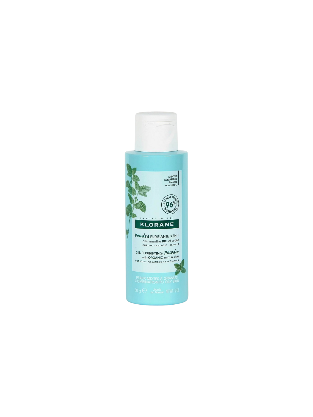 Klorane polvo purificante 3 en 1 a la menta bio y arcilla