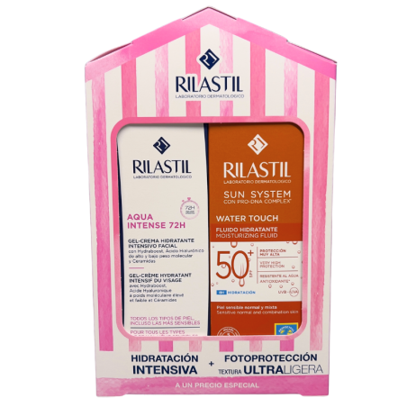 Rilastil pack verano sun system water touch spf50 + aqua intense 72h