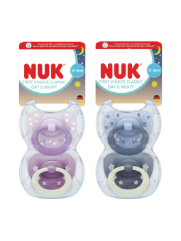 Nuk chupete first choice classic day & night 0-6 m 2 chupetes