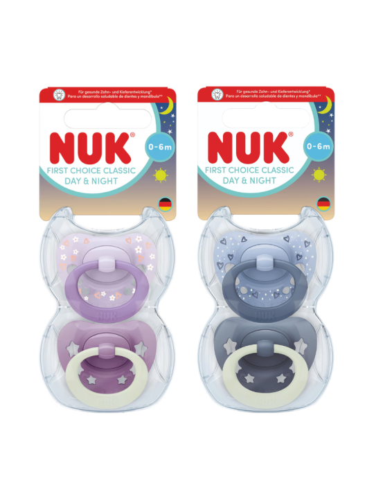 Nuk chupete first choice classic day & night 0-6 m 2 chupetes