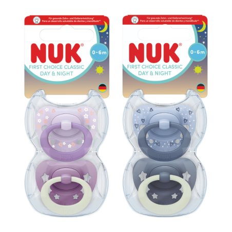 Nuk chupete first choice classic day & night 0-6 m 2 chupetes