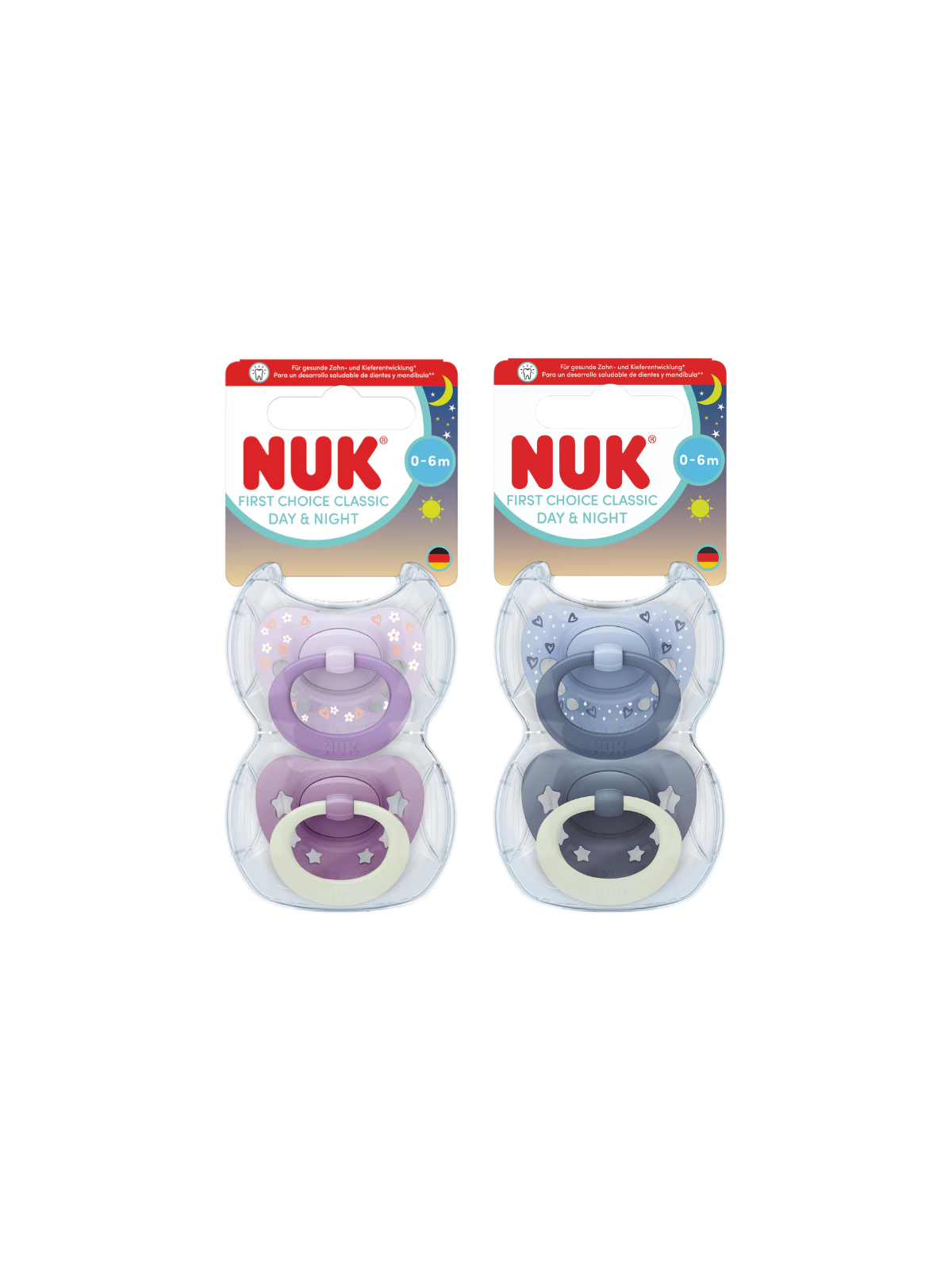 Nuk chupete first choice classic day & night 0-6 m 2 chupetes