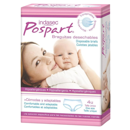 Indasec braguita desechable post-parto t-unica  4 uds