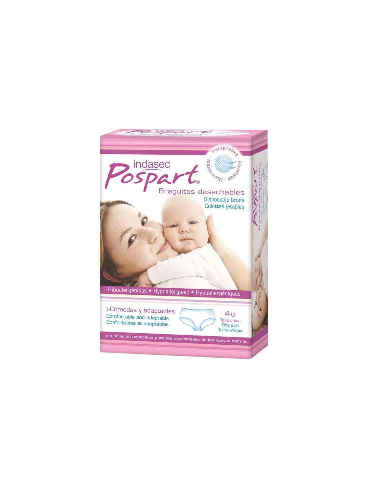 Indasec braguita desechable post-parto t-unica  4 uds
