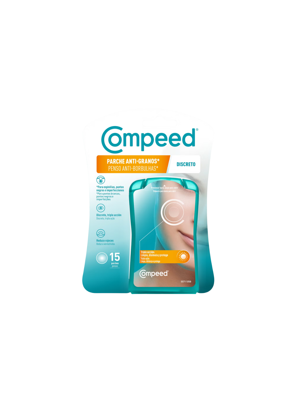 Compeed parche anti-granos discreto triple acción 15 unidades