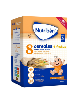 Nutriben 8 cereales con un toque  de miel 4 frutas 600 gr