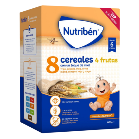 Nutriben 8 cereales con un toque  de miel 4 frutas 600 gr