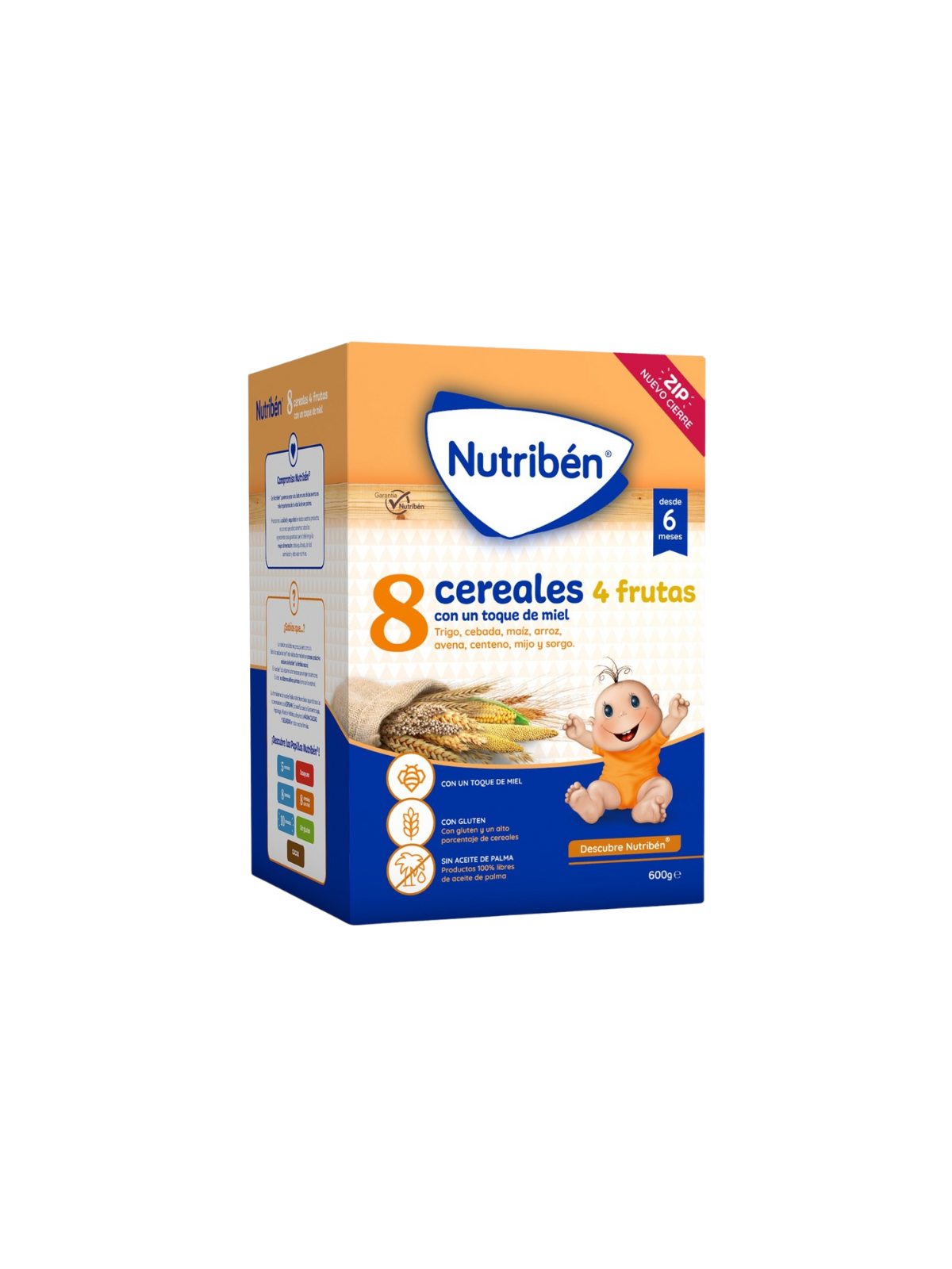 Nutriben 8 cereales con un toque  de miel 4 frutas 600 gr