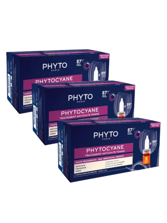 Phyto Pack Triplo Phytocyane Anticaída Mujer 20 ampollas