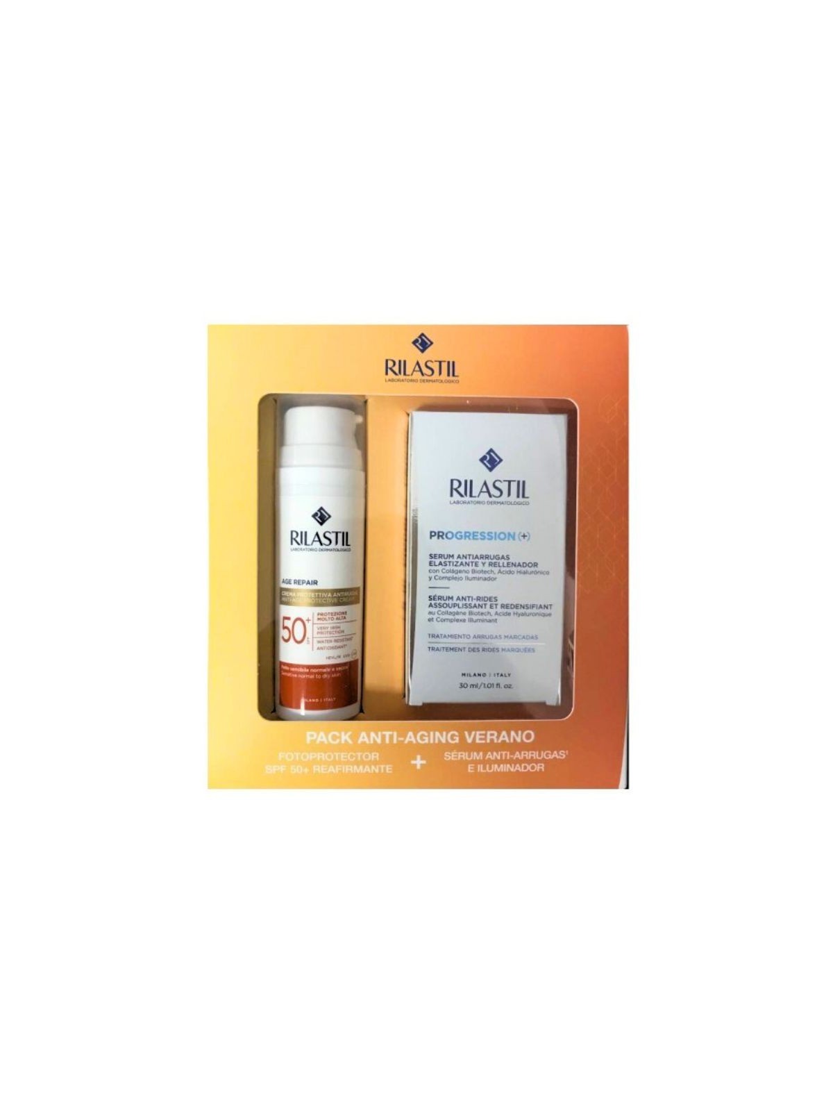 Rilastil pack age repair crema spf50+ + progression serum 30ml