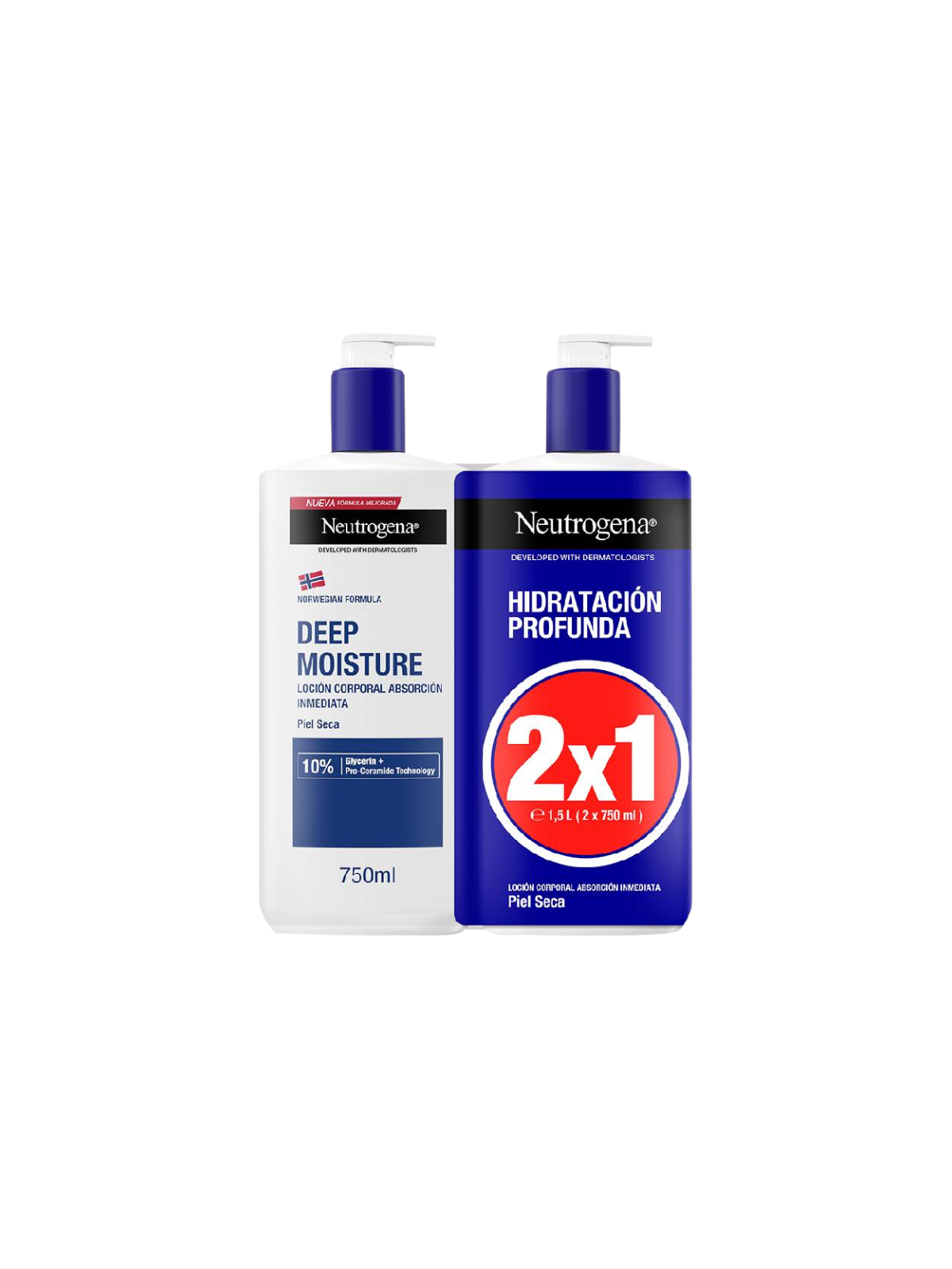 NEUTROGENA FORMULA NORUEGA HIDRATACION PROFUNDA LOCION CORPORAL RAPIDA ABSORCION PIEL SECA 2 ENVASES