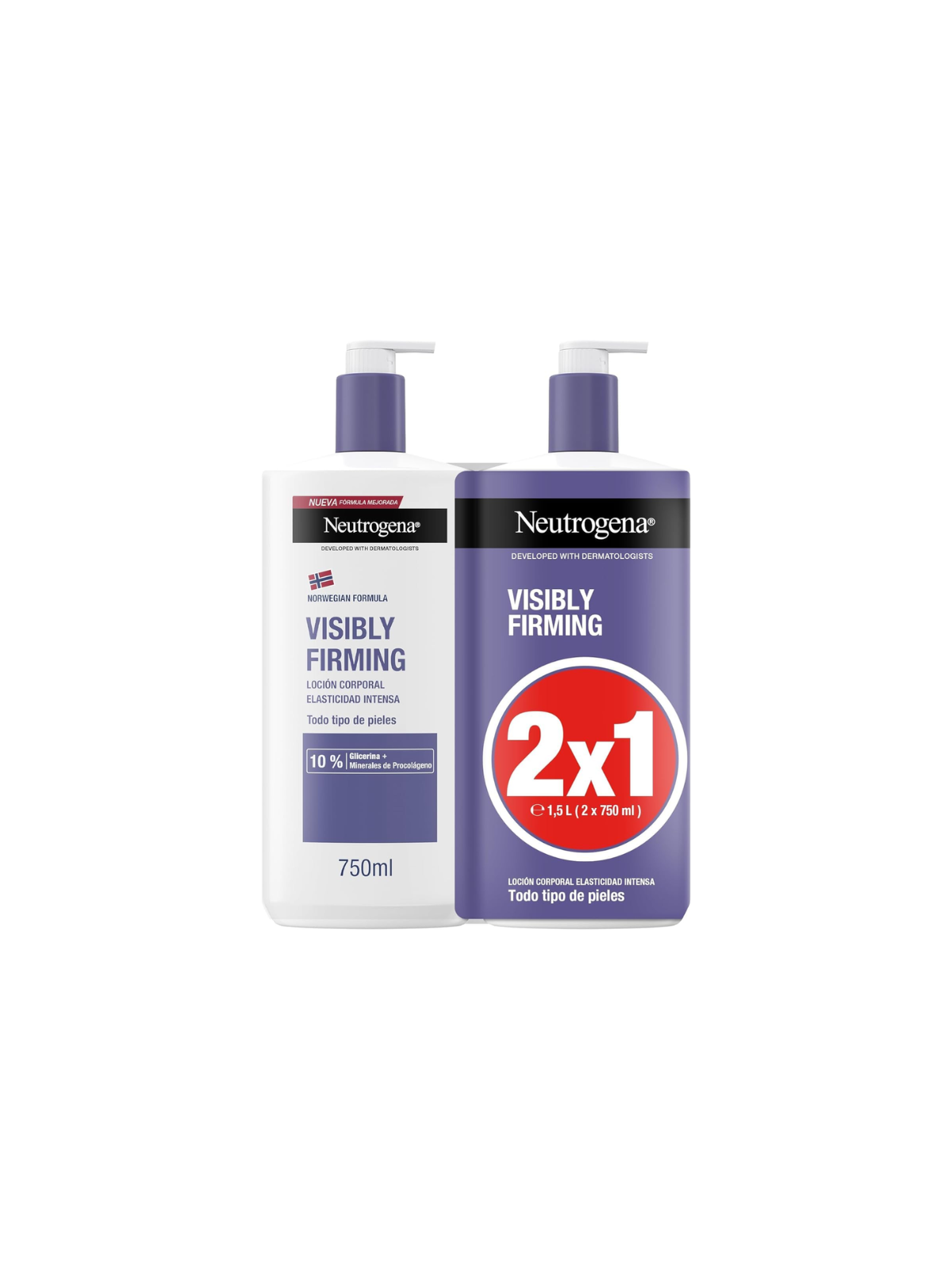 Neutrogena visibly firming loción corporal reafirmante 2 envases 750ml