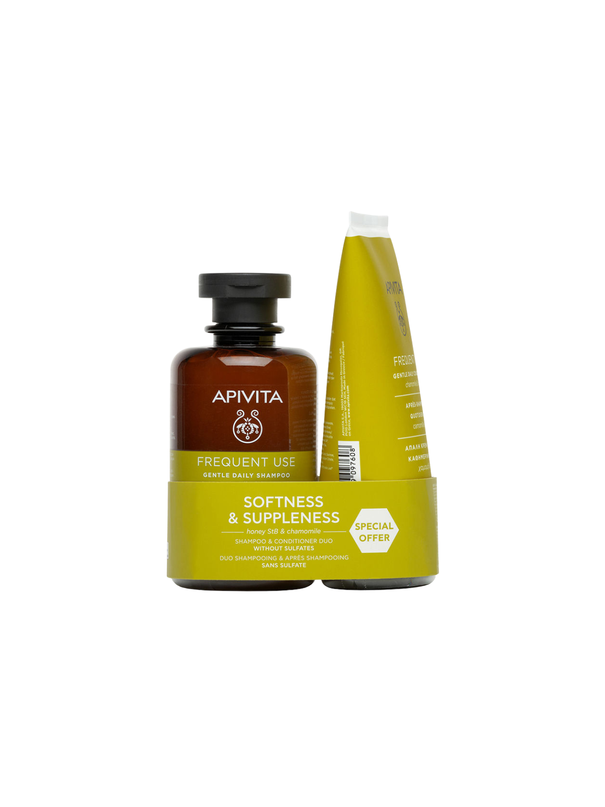 Apivita champu uso frecuente camomila & miel + acondicionador