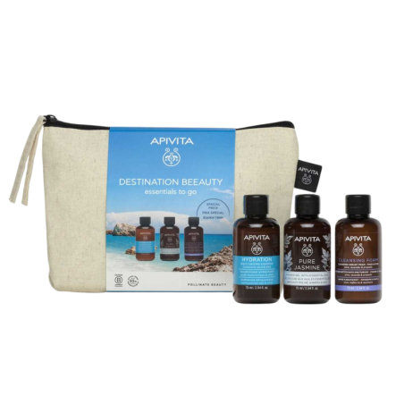 Apivita neceser destination beauty champú hidratante + gel de baño jasmine + espuma limpiadora