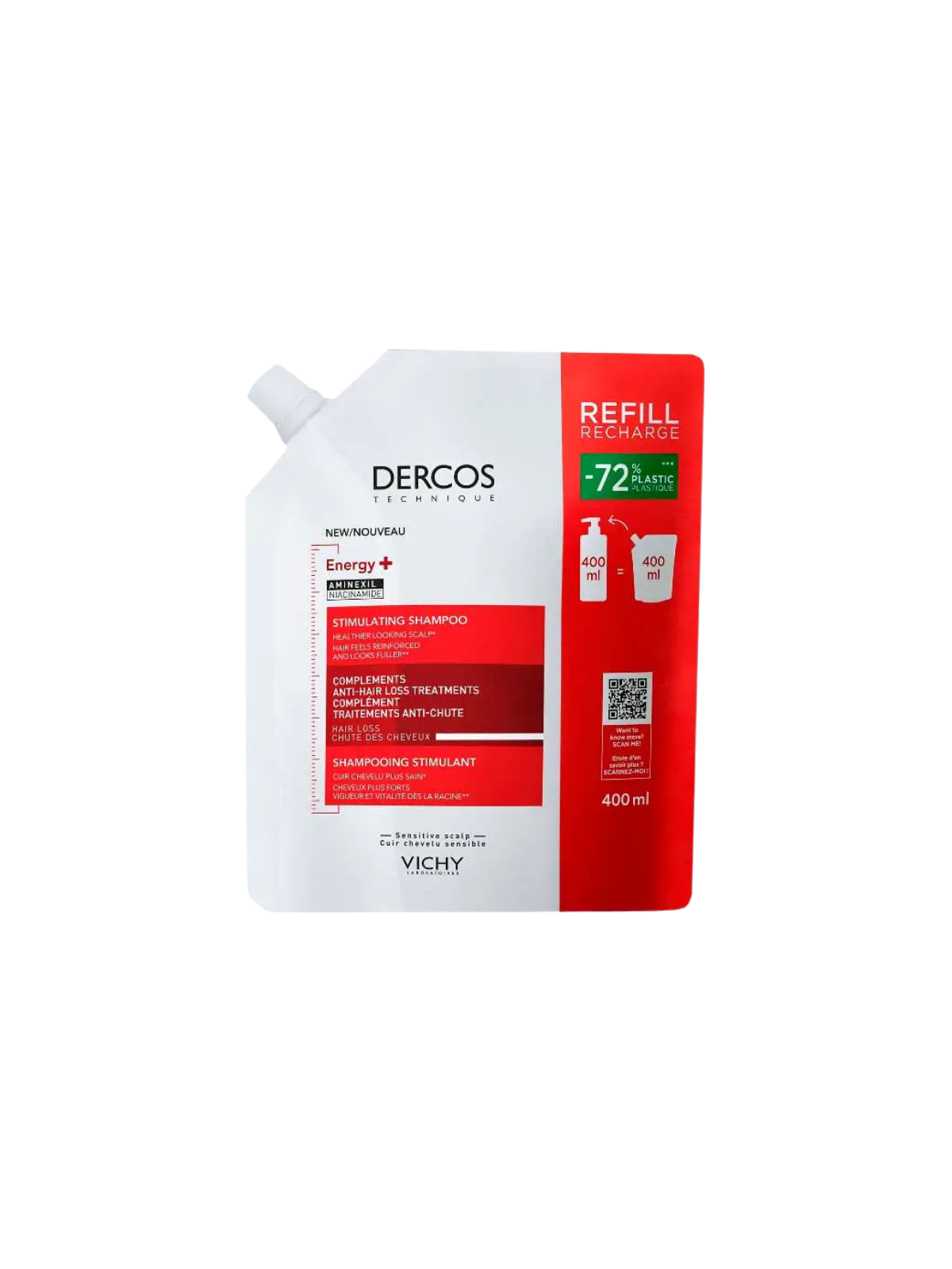Vichy dercos champu refill estimulante 390 ml ecopack
