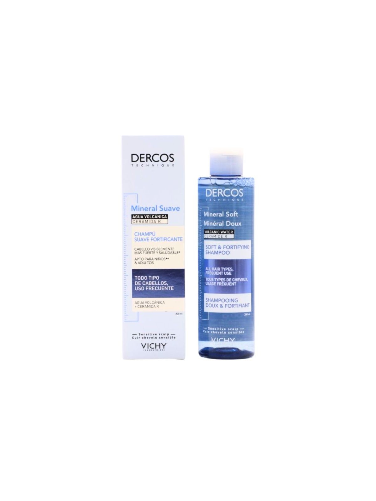 Vichy dercos technique mineral suave uso frecuente champú fortificante 1 envase 200ml