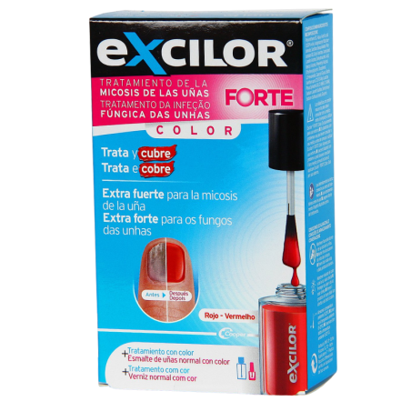 Excilor forte + esmalte cosmético 30ml color rojo + 1 envase 8ml color rojo