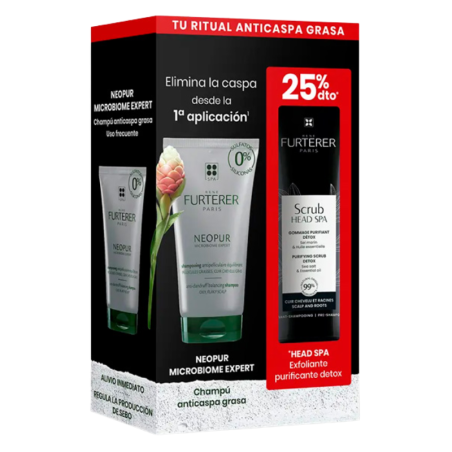 Rene Furterer pack Neopur champú anticaspa grasa + scrub head spa exfoliante purificante