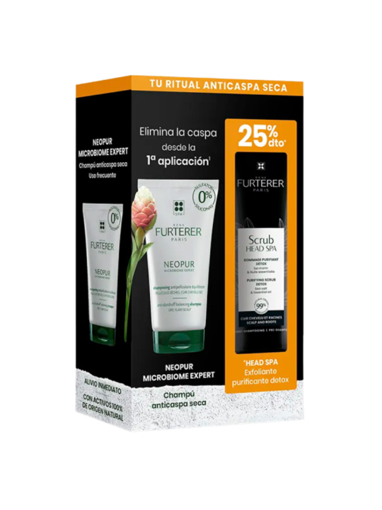 Rene Furterer pack neopur champú anticaspa seca + scrub head spa exfoliante purificante