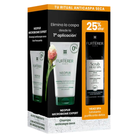 Rene Furterer pack neopur champú anticaspa seca + scrub head spa exfoliante purificante