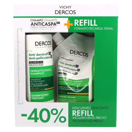 Vichy dercos champú anticaspa cabello seco + refill 390ml