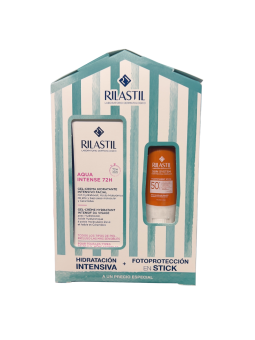 Rilastil pack aqua intense 72h + sun system stick transparente