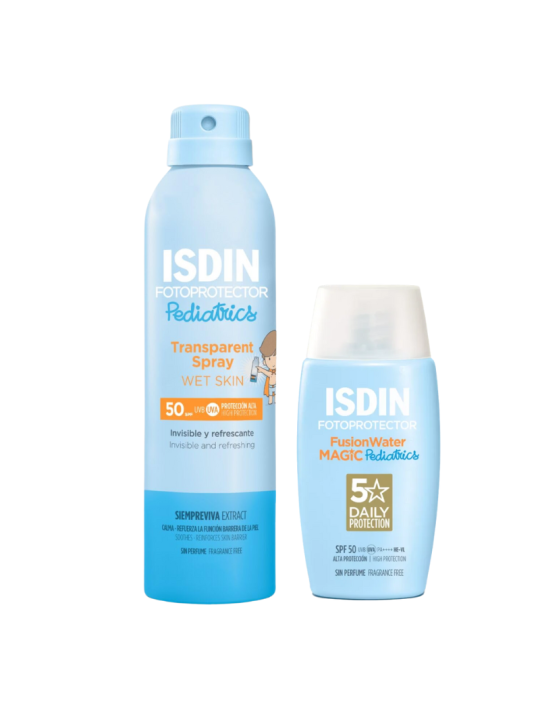 ISDIN pack solar pediatrics wet skin spray 250ml + fusion water pediatrics 50ml