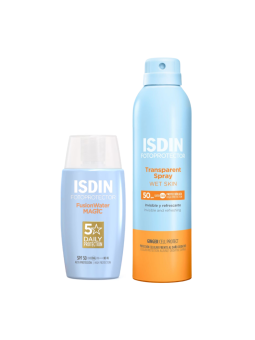 ISDIN pack solar transparent spray spf50 250ml + fusion water magic 50ml