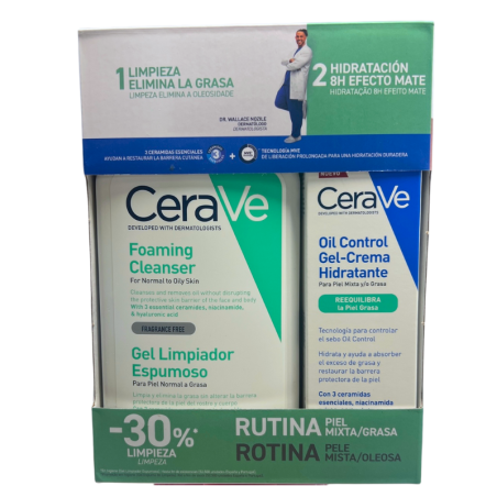 Cerave pack gel limpiador espumoso + gel crema hidratante