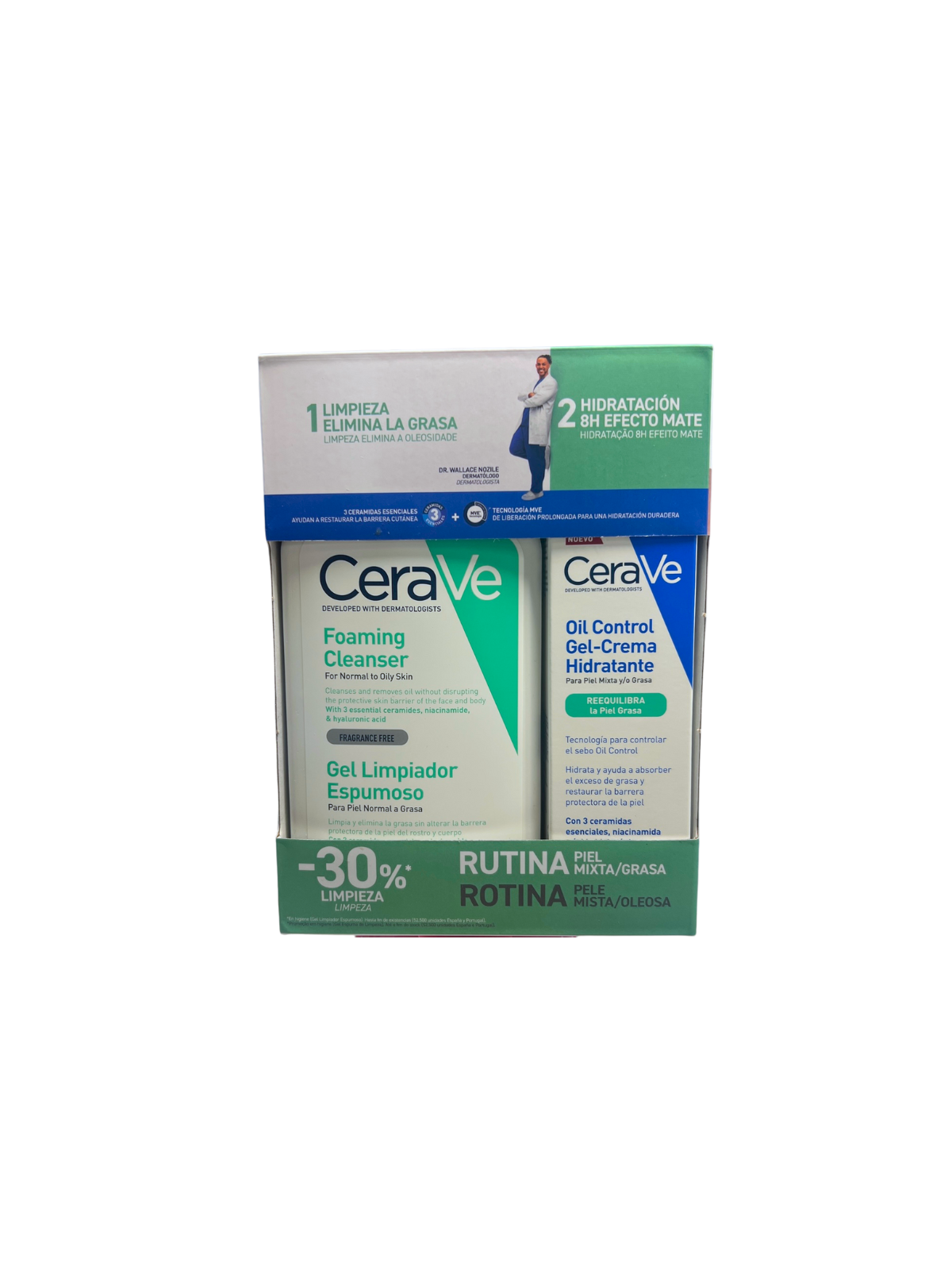 Cerave pack gel limpiador espumoso + gel crema hidratante