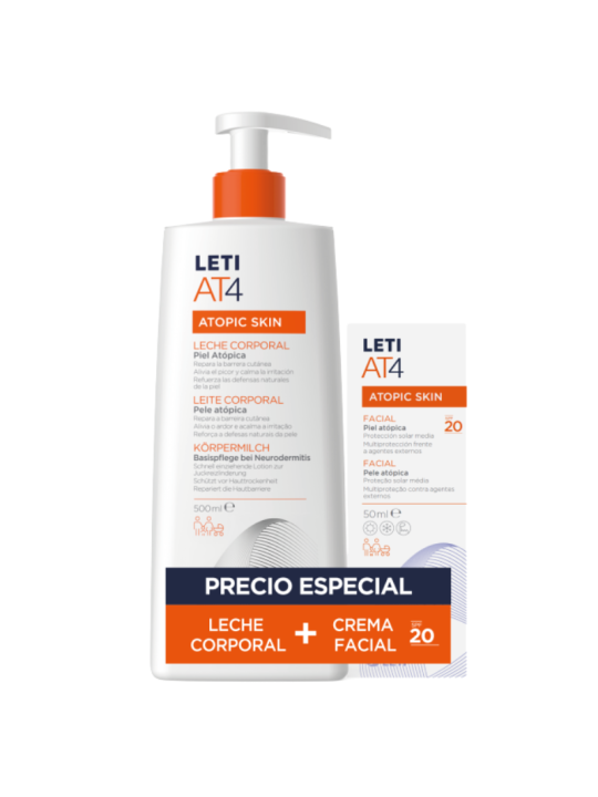 LETI AT4 pack leche corporal + facial SPF 20