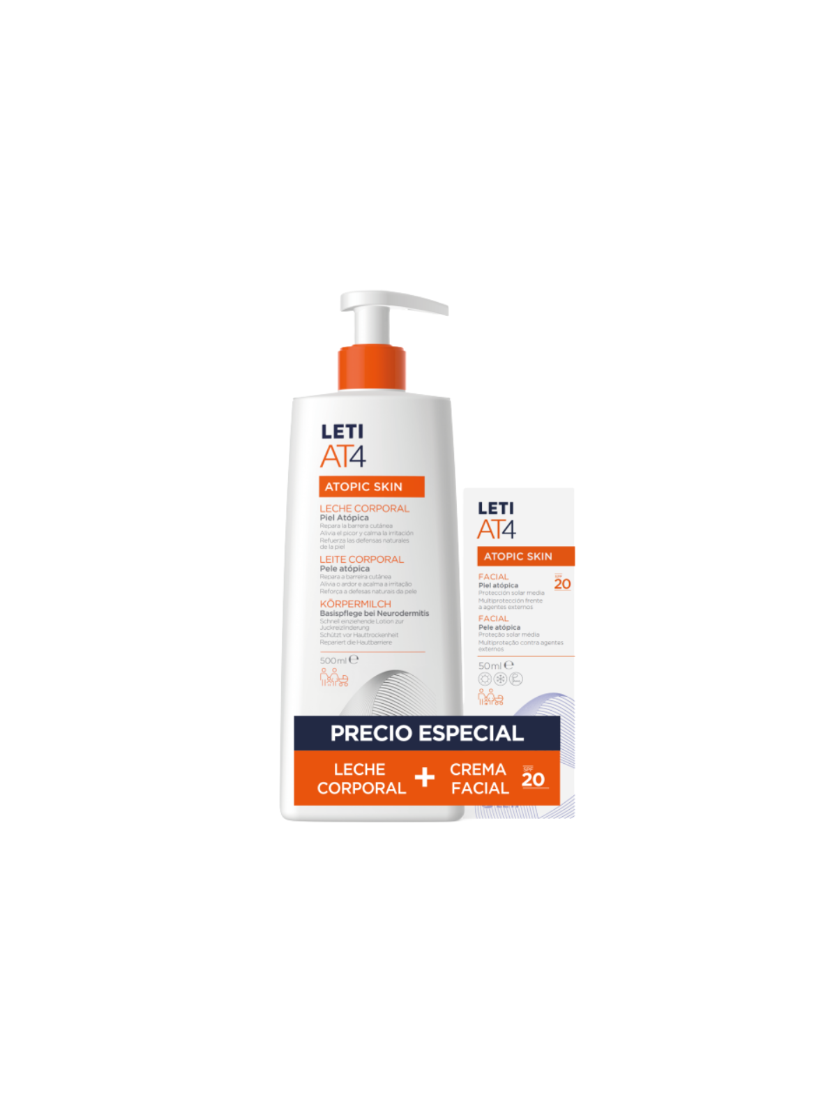 LETI AT4 pack leche corporal + facial SPF 20