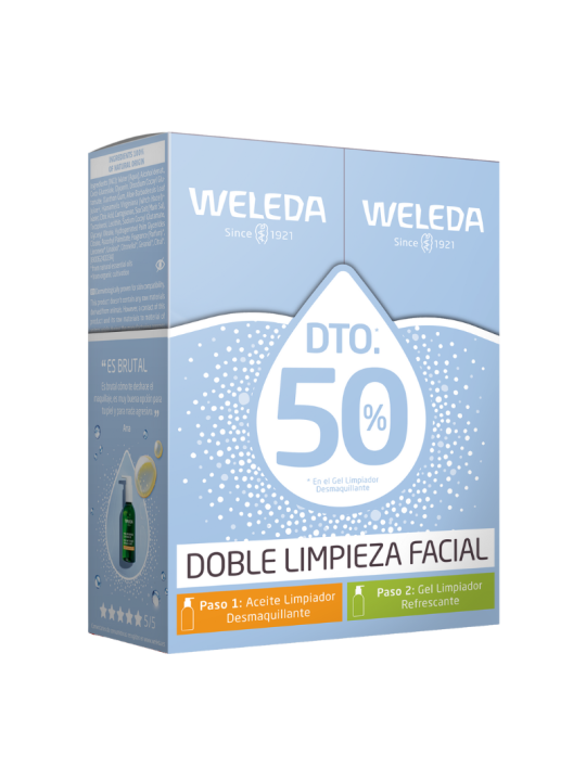 Weleda pack doble limpieza aceite + gel limpiador