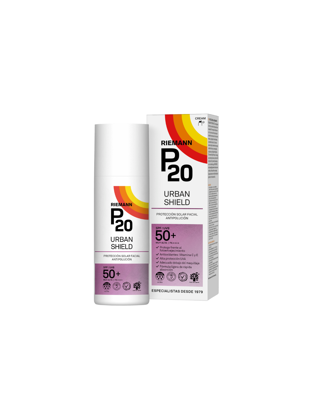 P20 protección solar facial urban shield SPF 50+ 50ml