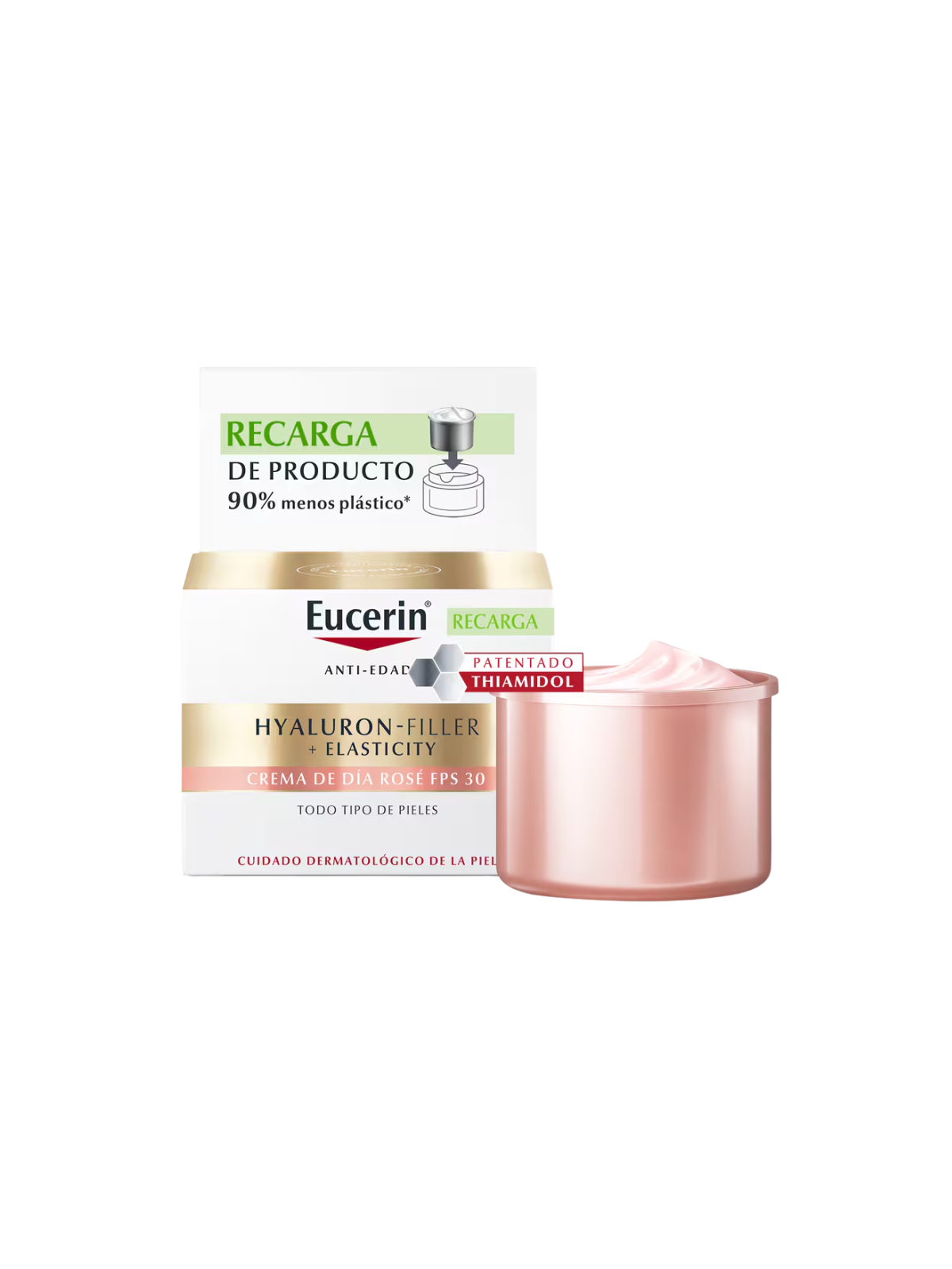 EUCERIN RECARGA HYALURON FILLER + ELASTICITY ROSE DIA FP 30 1 ENVASE 50 ML REFILL