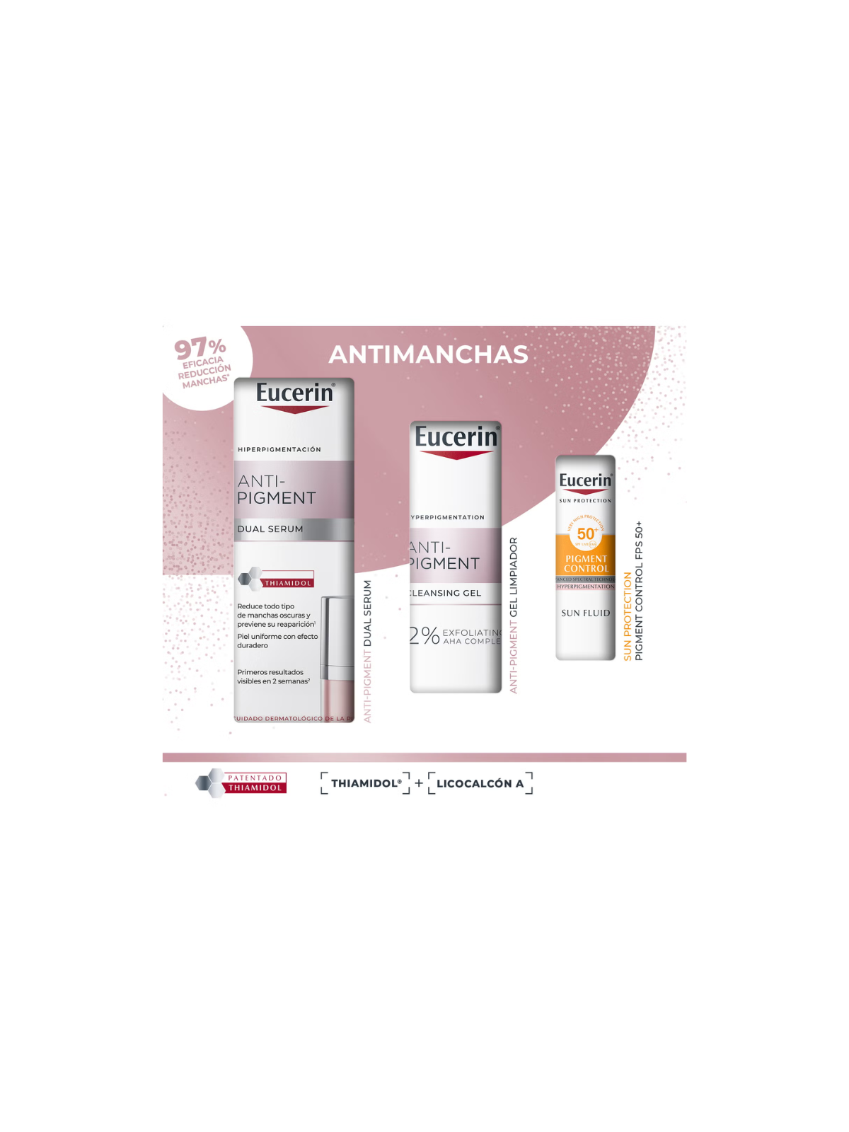 Eucerin pack antipigment dual serum + regalo gel de limpieza + regalo solar 50+
