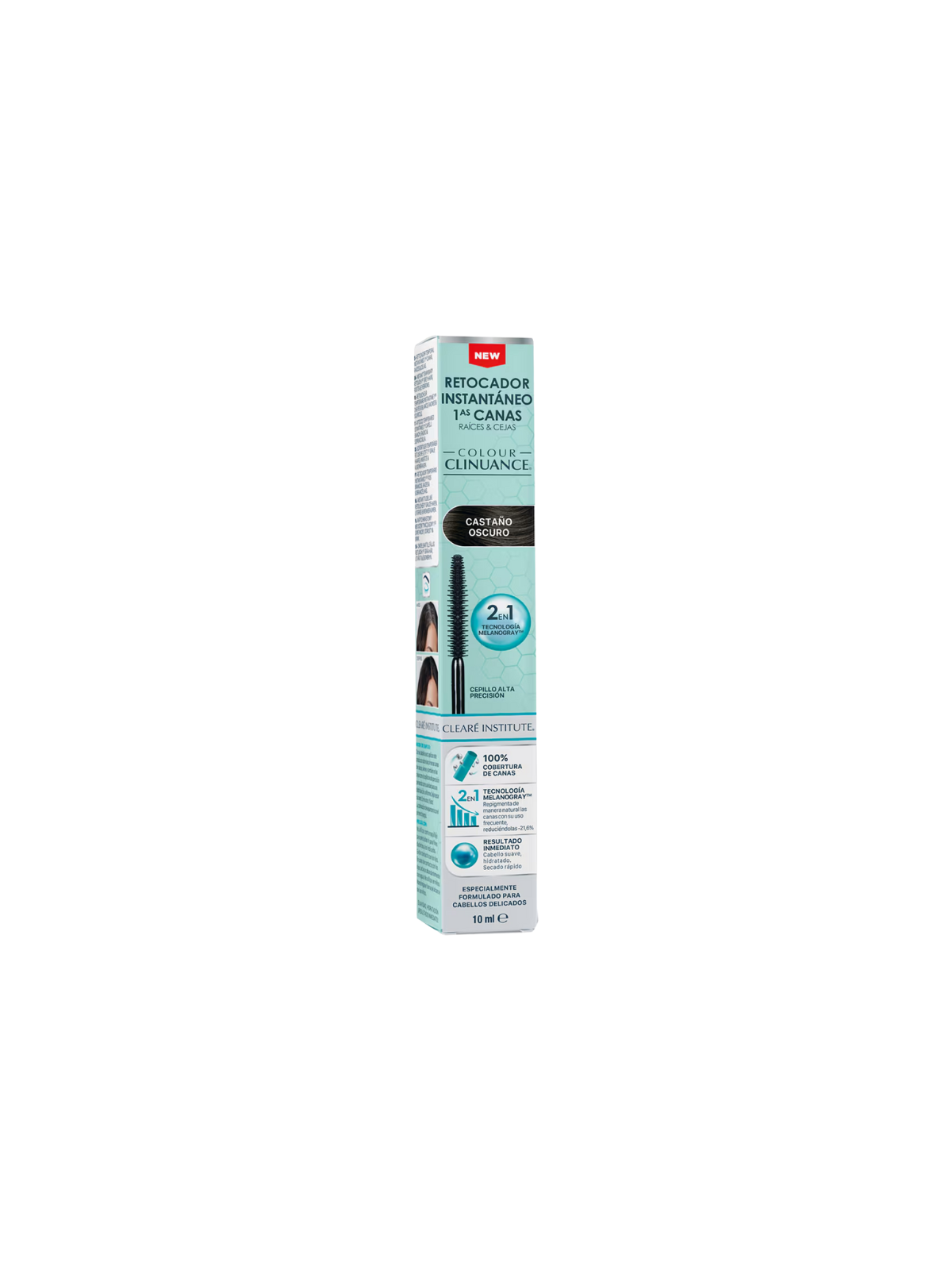 Cleare institute colour clinuance retocador instantáneo canas raices y cejas 10ml tono castaño oscuro