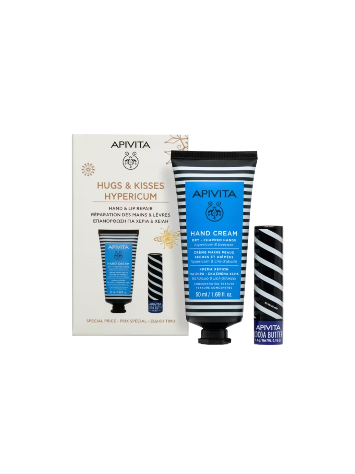 Apivita pack crema de manos + labial de cacao