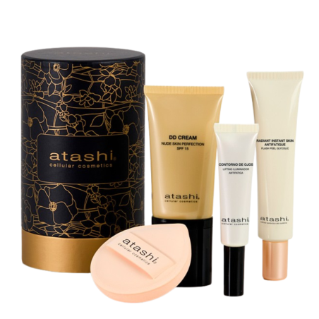 Atashi cofre negro tono medio spf15 + contorno de ojos
