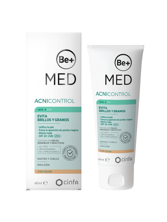 BE+ med acnicontrol evita brillos y granos con color 40ml