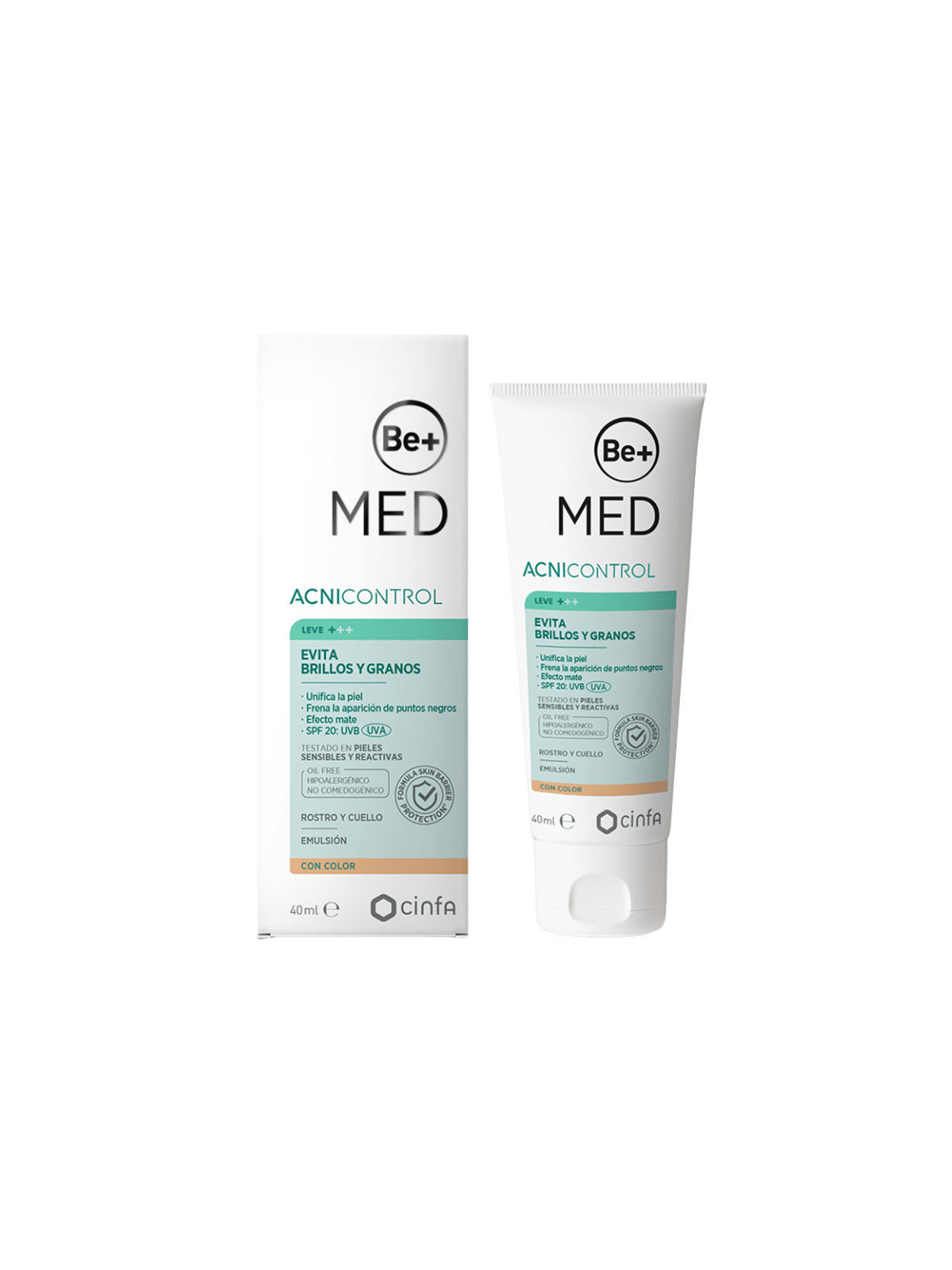 BE+ med acnicontrol evita brillos y granos con color 40ml