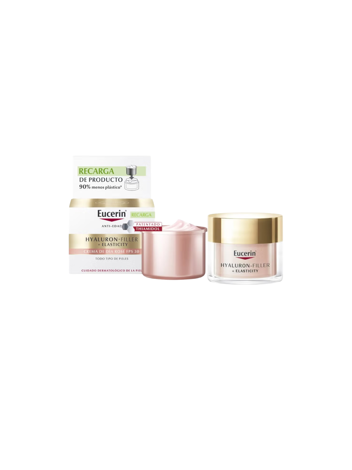 Eucerin pack hyaluron filler crema de día rose SPF30 + refill